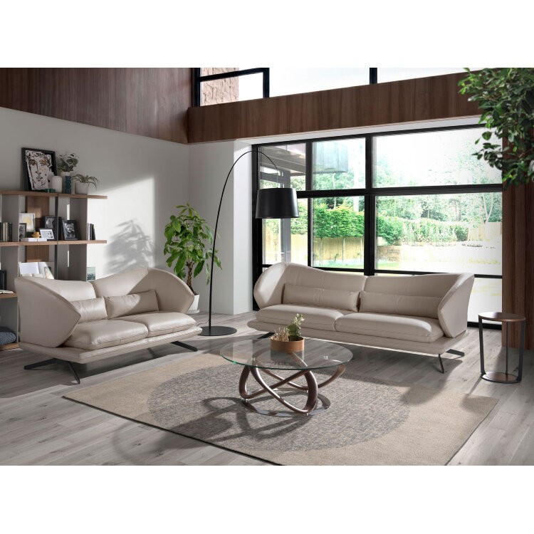 Круглый журнальный столик из стекла и массива ореха CT20050 /2064