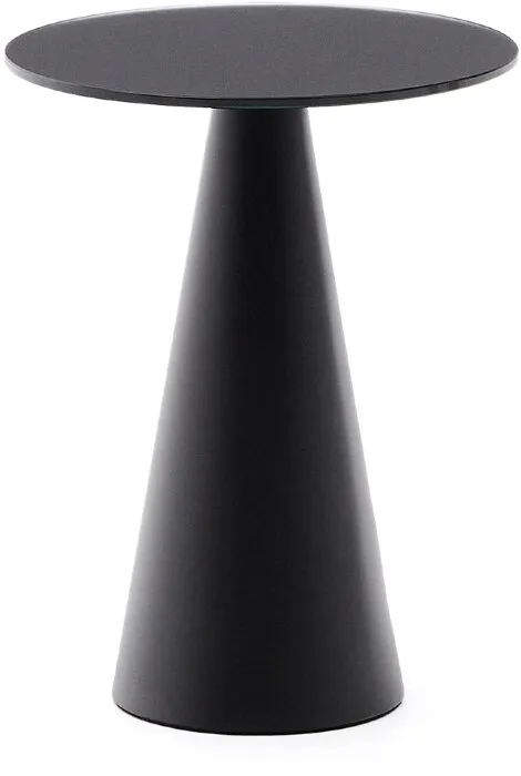 Wilshire Приставной столик из металла и стекла черный Ø30 см