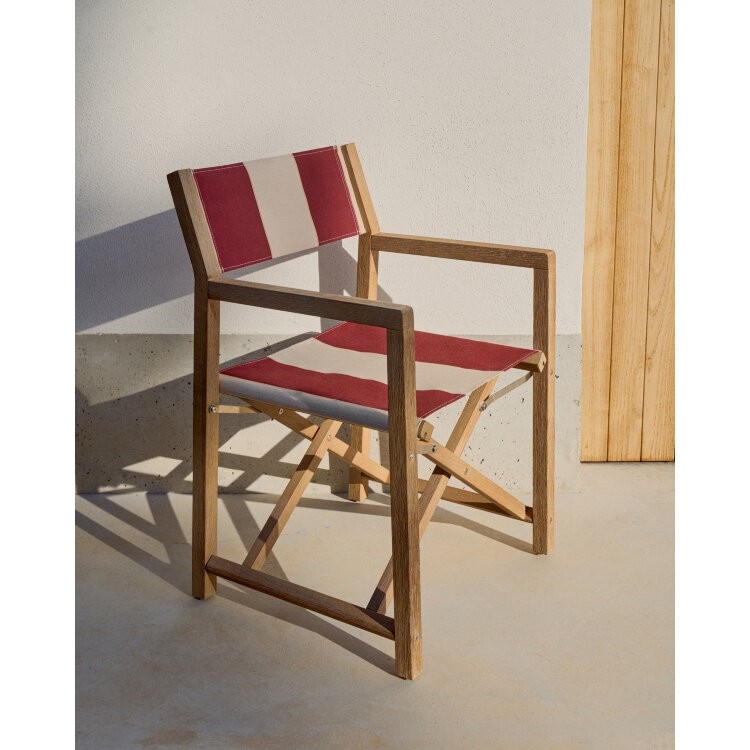 Складной стул для улицы Vilara в бордово-бежевую полоску