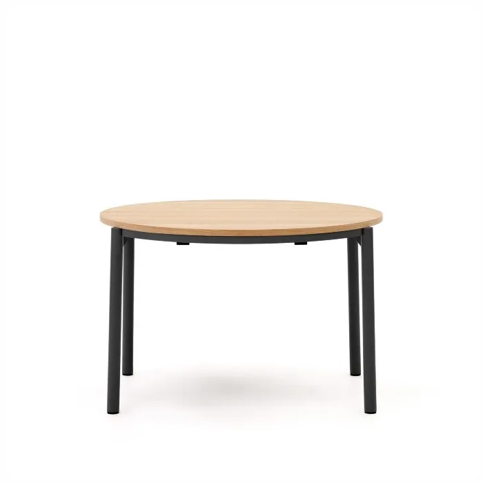 Montuiri раздвижной круглый стол из дубового шпона с черными ножками
