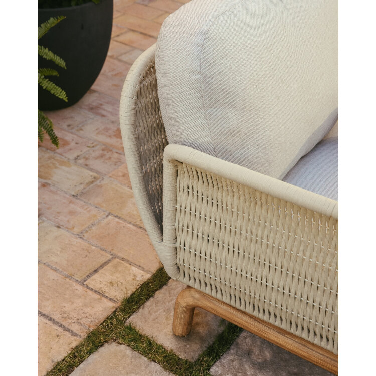 Уличный диван Alipa из акации и веревки цвета экрю 235 см
