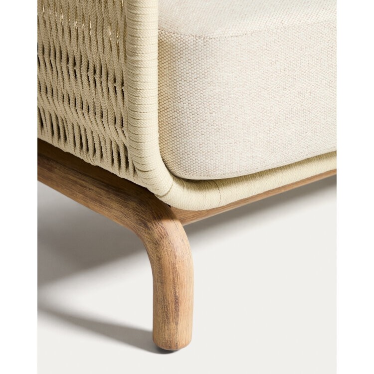 Уличный диван Alipa из акации и веревки цвета экрю 235 см