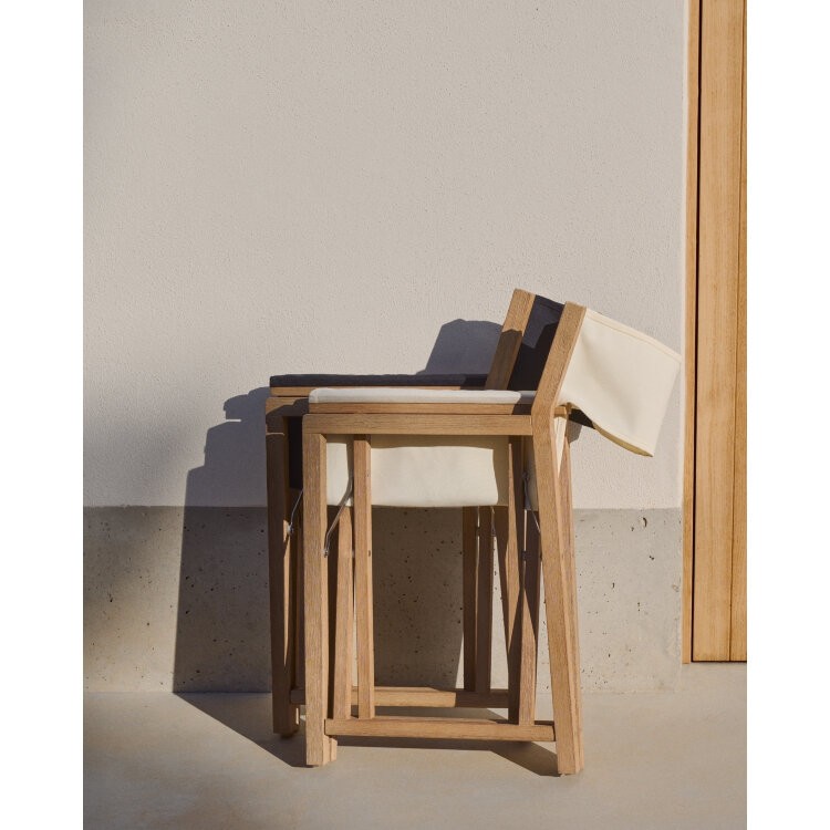 Складной стул Vilara для улицы из акации и текстиля белого цвета