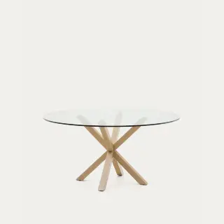 Круглый стеклянный стол Argo на стальных ножках с черной отделкой, Ø 150