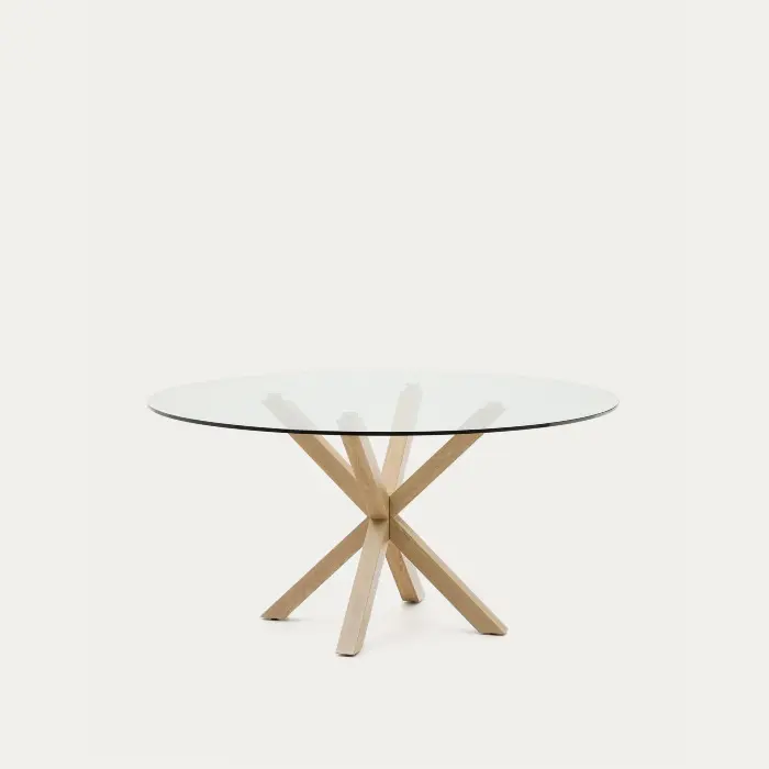 Круглый стеклянный стол Argo на стальных ножках с черной отделкой, Ø 150