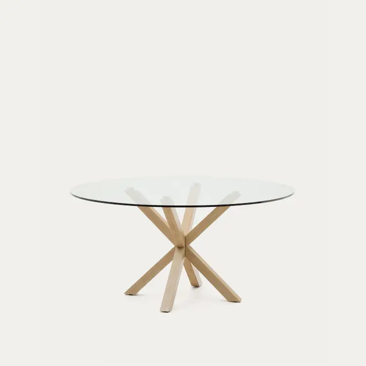 Круглый стеклянный стол Argo на стальных ножках с черной отделкой, Ø 150