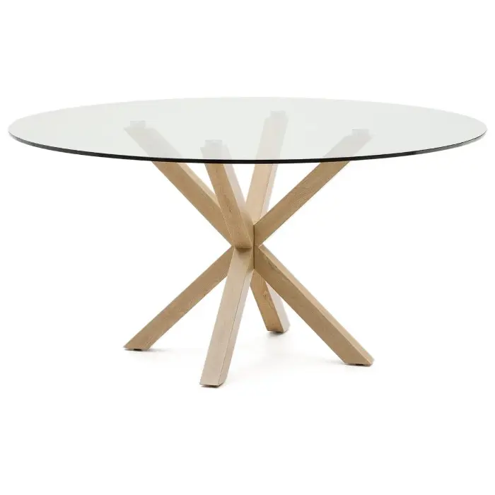 Круглый стеклянный стол Argo на стальных ножках с черной отделкой, Ø 150