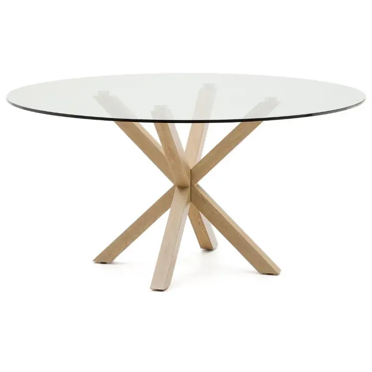 Круглый стеклянный стол Argo на стальных ножках с черной отделкой, Ø 150