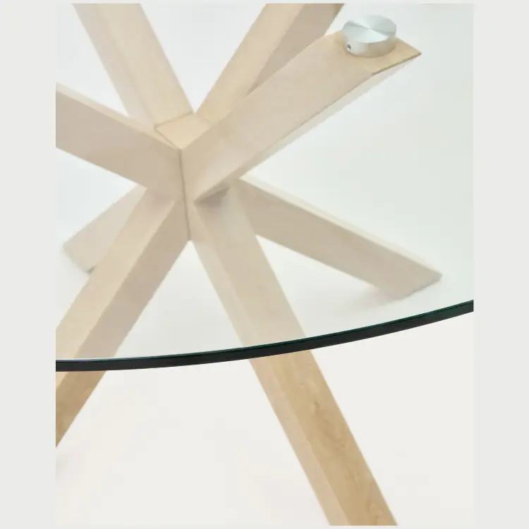 Круглый стеклянный стол Argo на стальных ножках с черной отделкой, Ø 150