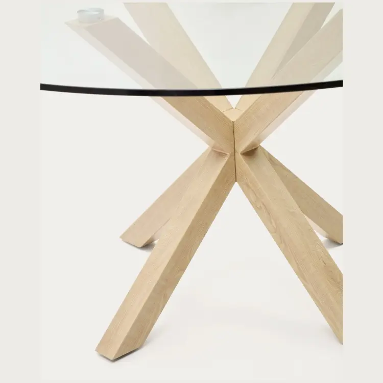 Круглый стеклянный стол Argo на стальных ножках с черной отделкой, Ø 150