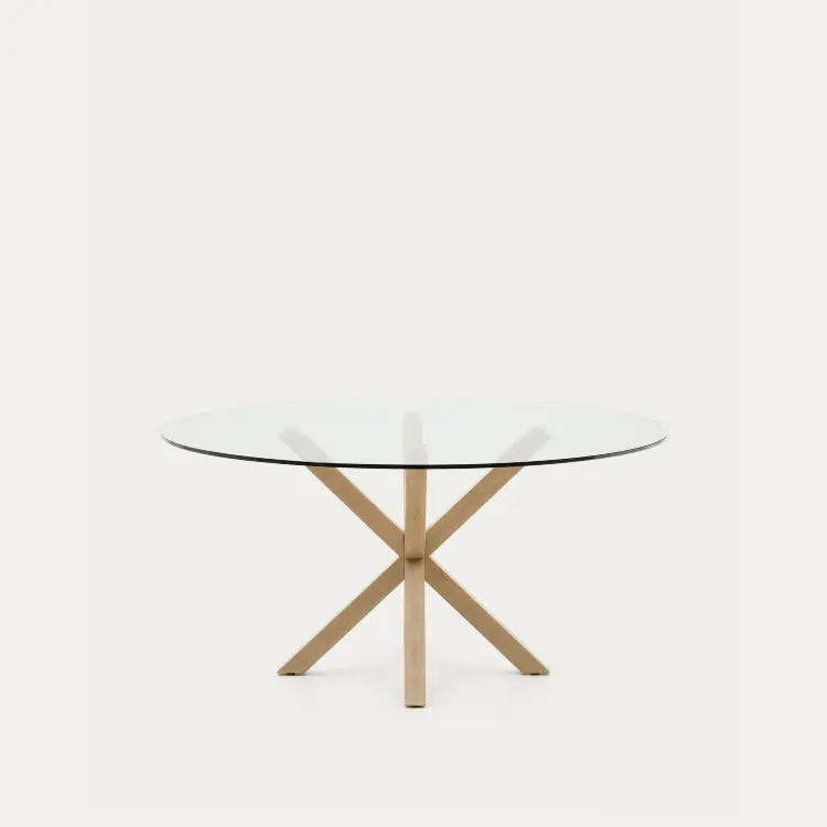 Круглый стеклянный стол Argo на стальных ножках с черной отделкой, Ø 150