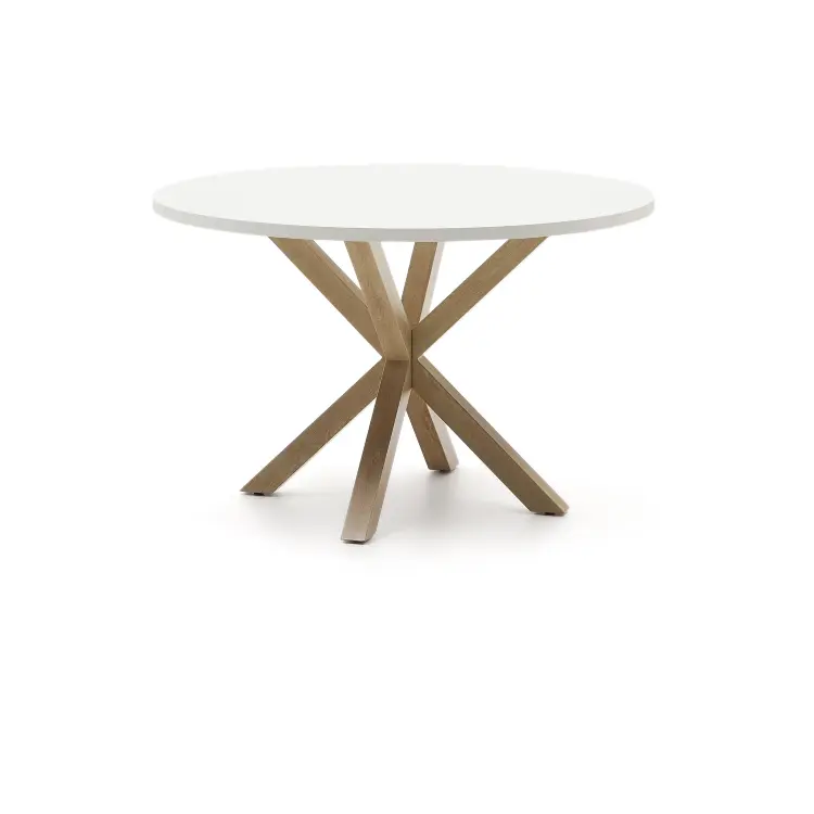 ARYA Стол с белой столешницей с отделкой из меламина на стальных ножках с отделкой под дерево