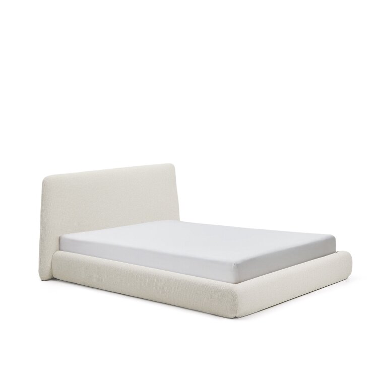 Кровать Martina со съемным чехлом из шенилла цвета экрю 160 x 200