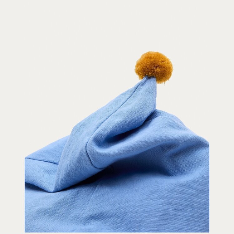 Olvi синий хлопковый пуф с кисточкой горчичного цвета Ø 60 см