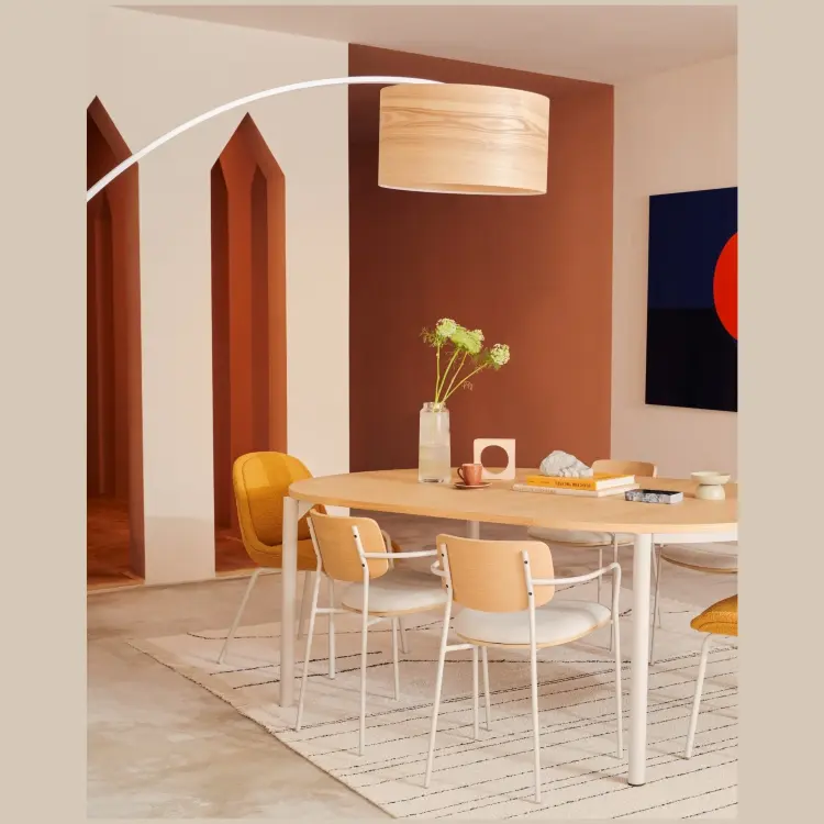 Montuiri раздвижной круглый стол из дубового шпона с серыми ножками