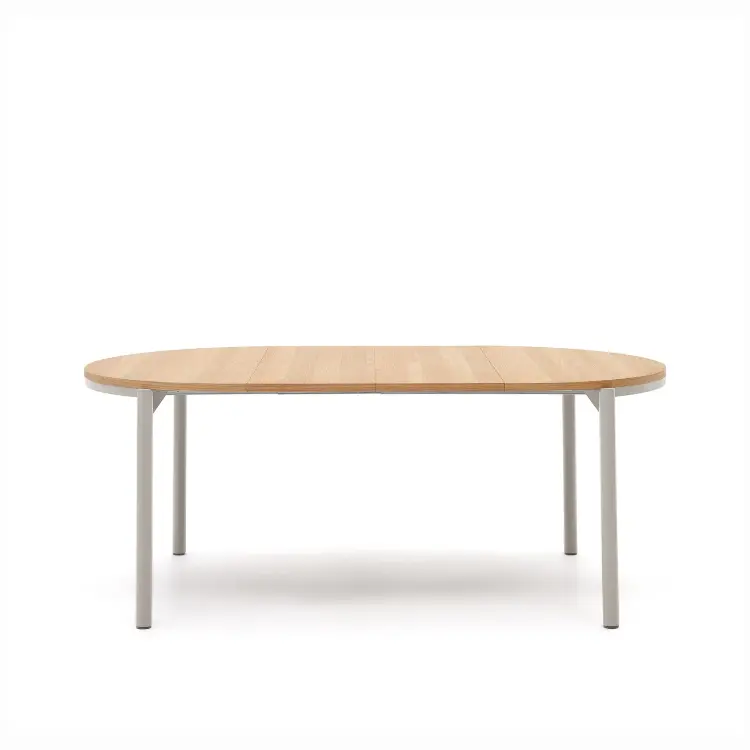 Montuiri раздвижной круглый стол из дубового шпона с серыми ножками