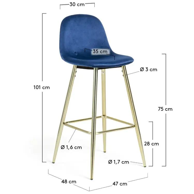 Барный стул Nilson темно-синий