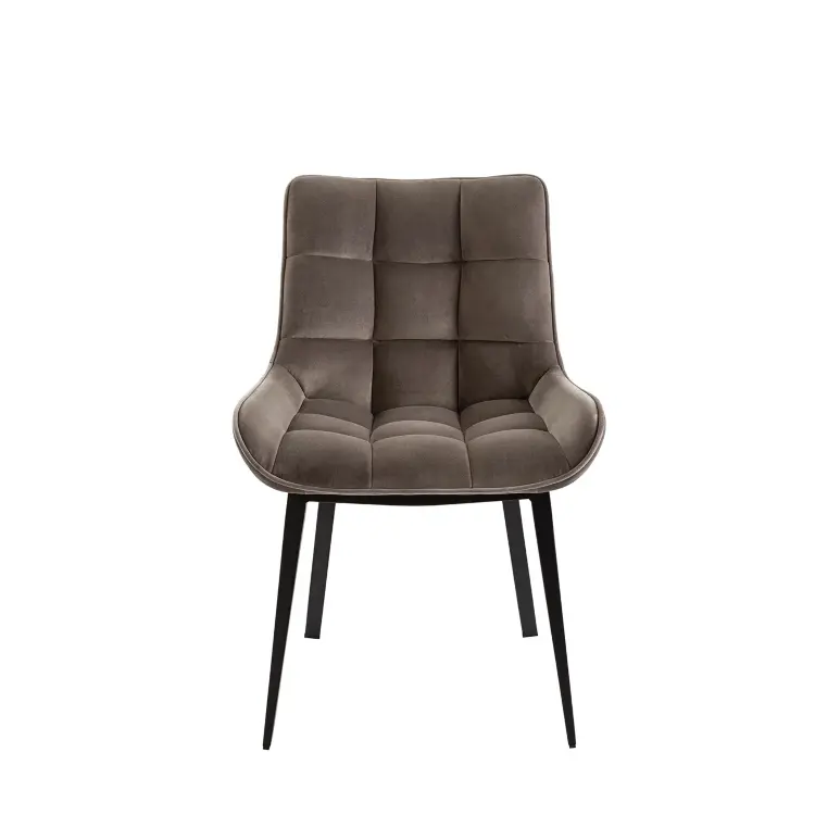 Стул из металла Devany с бархатной обивкой цвета камень