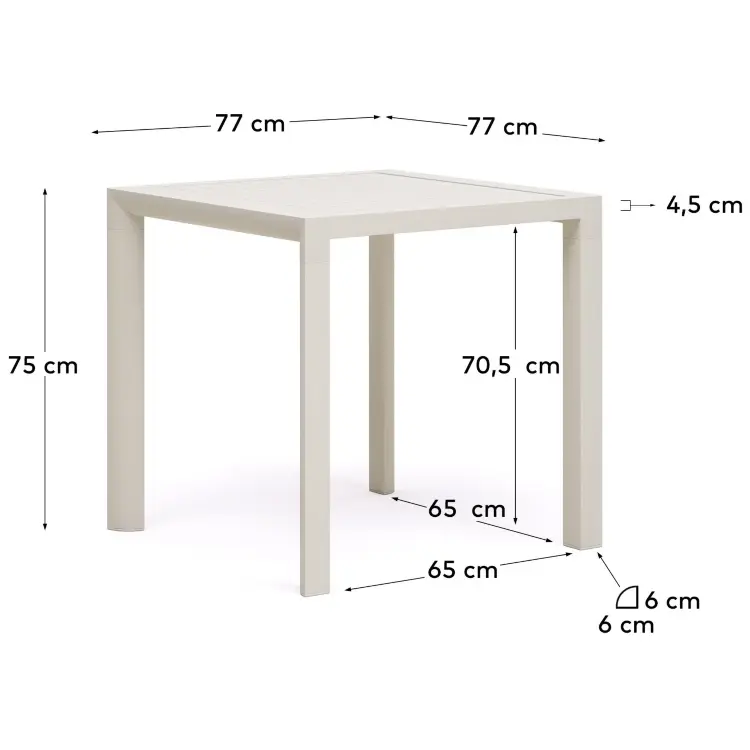 Culip Алюминиевый уличный стол с порошковым покрытием белого цвета 77 x 77 см