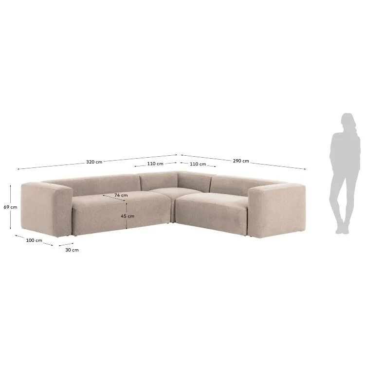 Угловой 5 местный диван Blok 320 x 290 cm бежевый