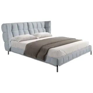 Кровать 7211 из ткани светло-голубовато-серого цвета