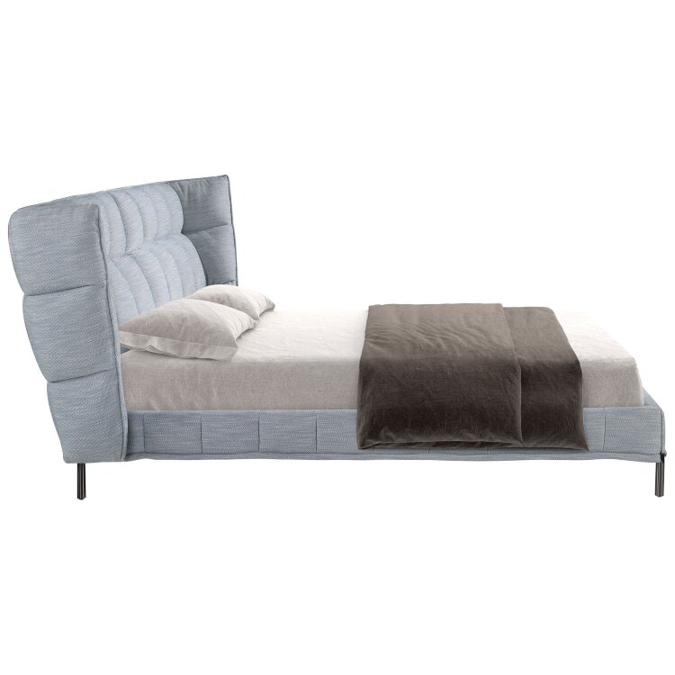 Кровать 7211 из ткани светло-голубовато-серого цвета