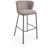 Ciselia Барный стул из светло-коричневой синели и черной стали, 75 см
