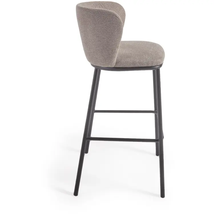 Ciselia Барный стул из светло-коричневой синели и черной стали, 75 см