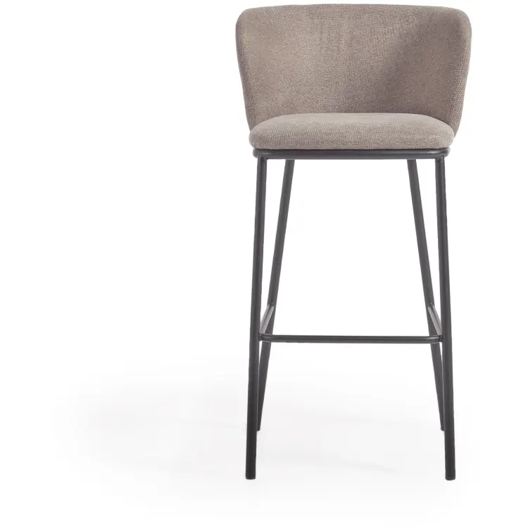 Ciselia Барный стул из светло-коричневой синели и черной стали, 75 см