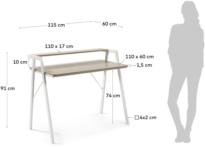 Письменный стол Aarhus 114,5x60 серый дуб