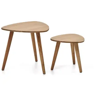 Комплект из 2-х столиков Duvani из массива акации с выбеленной отделкой