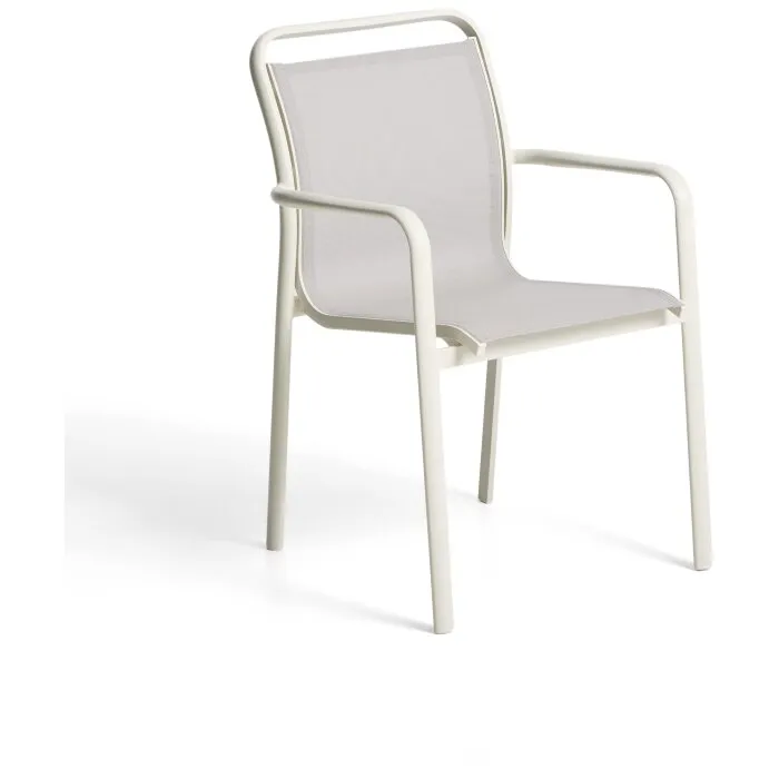 Уличный стул Luri из алюминия цвета экрю и бежевого текстиля