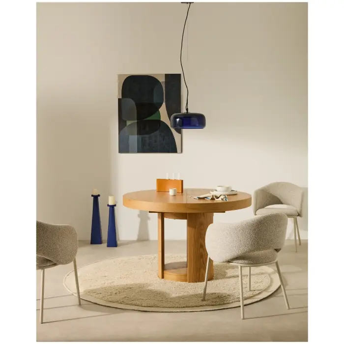 Круглый раздвижной стол Artis из массива дерева и дубового шпона, 120 (170) см x 80