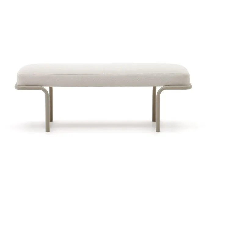 Банкетка Compo из бежевой синели, серые металлические ножки, 130 см