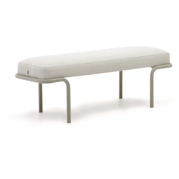 Банкетка Compo из бежевой синели, серые металлические ножки, 130 см