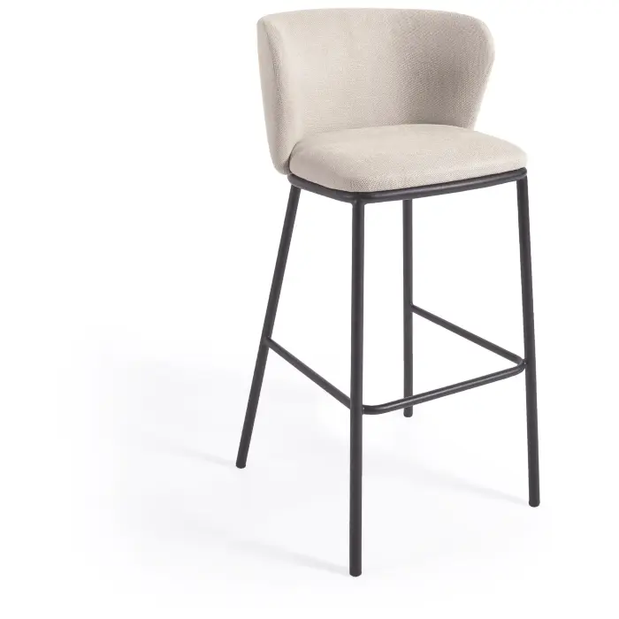 Ciselia Барный стул из бежевой синели и черной стали 75 см