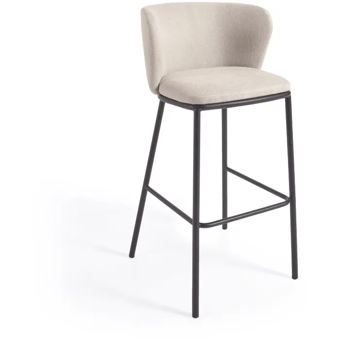 Ciselia Барный стул из бежевой синели и черной стали 75 см