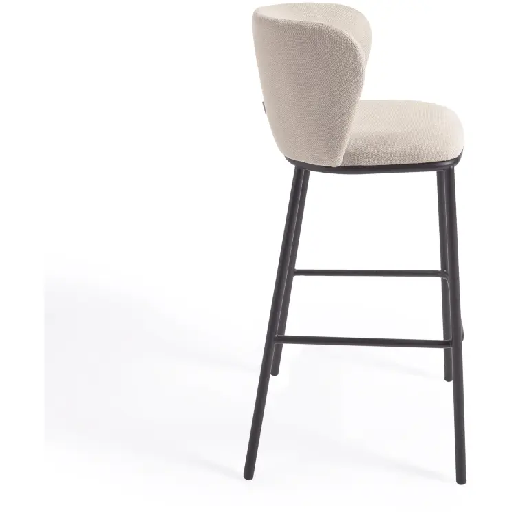 Ciselia Барный стул из бежевой синели и черной стали 75 см