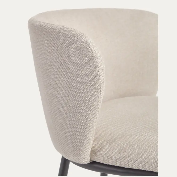 Ciselia Барный стул из бежевой синели и черной стали 75 см