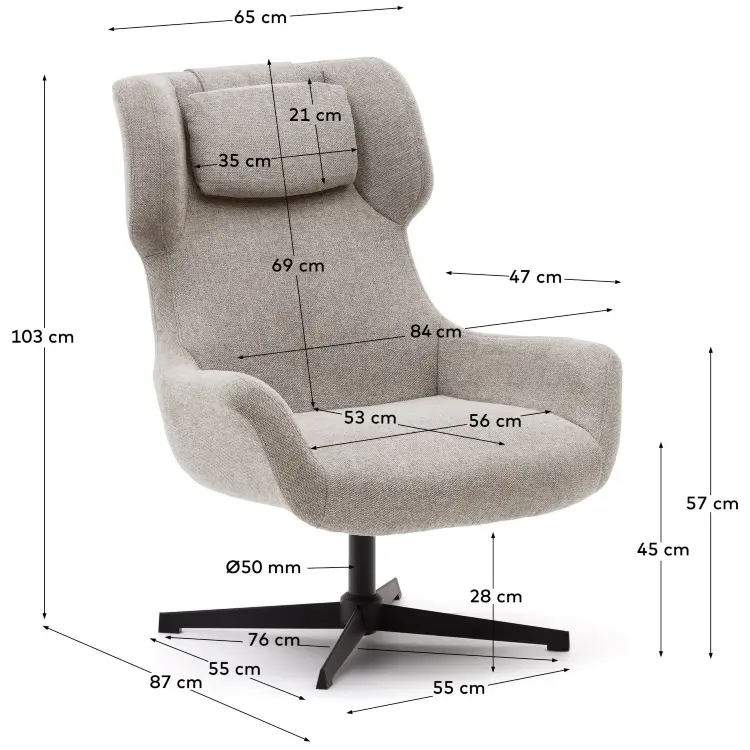 Zalina Вращающееся кресло с подлокотниками из бежевой синели