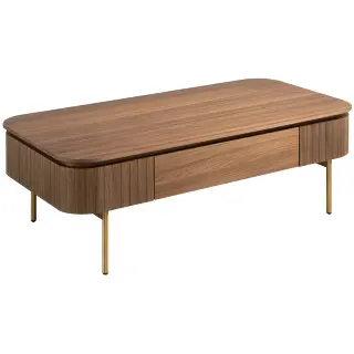 Журнальный столик 2108/413A из орехового дерева и золотистой стали