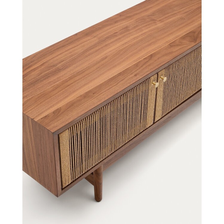 Тумба под ТВ Elan 3 дверцы шпон и массив ореха и шнур 200 х 50 см