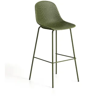 Уличный барный стул Quinby из зеленой стали и пластика, 75 см