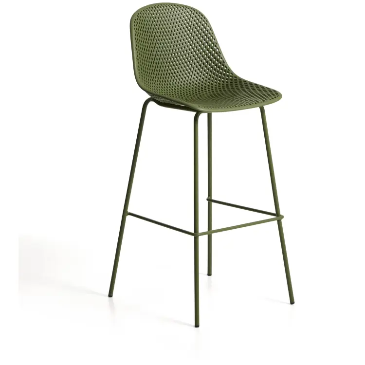 Уличный барный стул Quinby из зеленой стали и пластика, 75 см