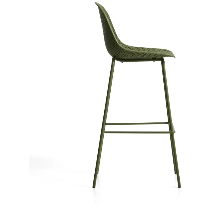 Уличный барный стул Quinby из зеленой стали и пластика, 75 см