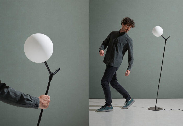 Торшер Atom черный/опаловое стекло