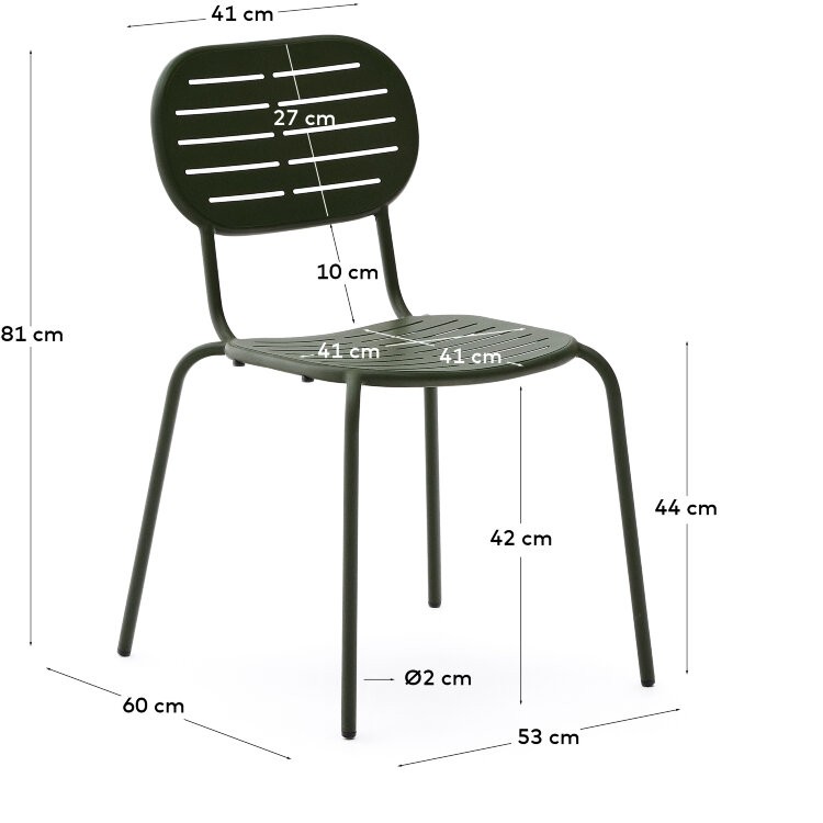 Уличный стул Brai из зеленой оцинкованной стали
