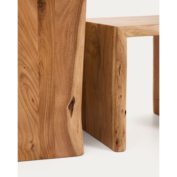 Комплект из 2-х столиков Lomiri из массива акации с выбеленной отделкой 50 x 42 см/34 x 42