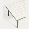 Уличный столик Maurina из зеленой стали с плиткой цвета экрю 122 x 61 см