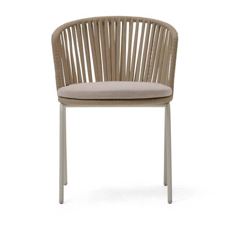 Уличный стул Saconca из бежевой веревки и стали